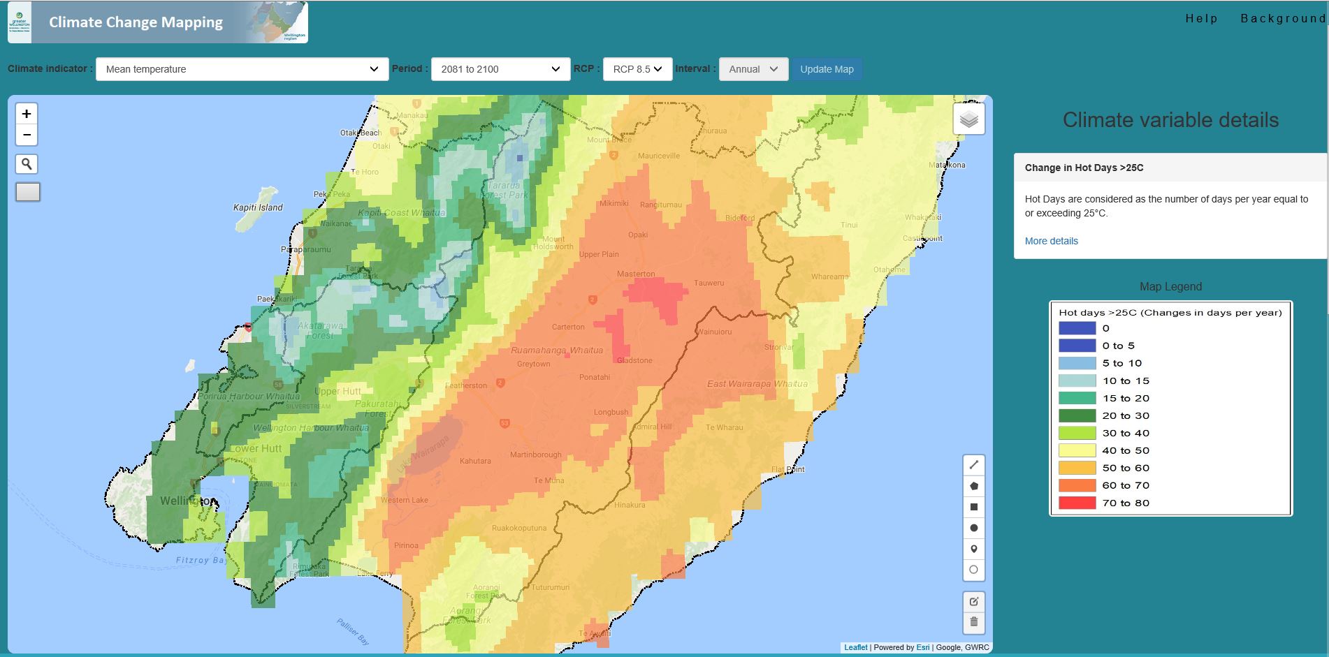Climate Change mapping - Wellington Region